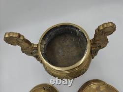 XXL Tripod incense burner in gilded bronze Foo Dog, China, vintage incense, Fo Dog