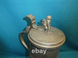 Xviii° Exceptional Tin Tronconic Pichet With Lions Germany 42 CM