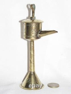 12D4 ANCIENNE LAMPE A HUILE DE BALEINE ANTWERPEN ART POPULAIRE FLANDRE XIX e