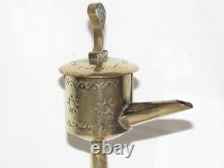 12D4 ANCIENNE LAMPE A HUILE DE BALEINE ANTWERPEN ART POPULAIRE FLANDRE XIX e