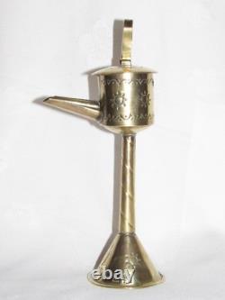 12D4 ANCIENNE LAMPE A HUILE DE BALEINE ANTWERPEN ART POPULAIRE FLANDRE XIX e