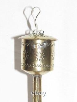 12D4 ANCIENNE LAMPE A HUILE DE BALEINE ANTWERPEN ART POPULAIRE FLANDRE XIX e