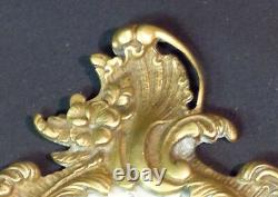 1850 très joli miroir de toilette face à main bronze rocaille 29cm450g chic ++