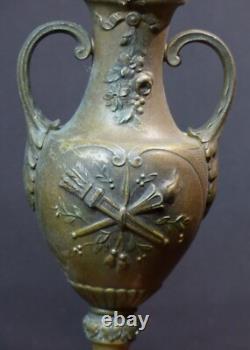 1890 belle paire cassolettes garniture de cheminée régule marbre 3.8kg34cm vases 1890 belle paire cassolettes garniture de cheminée régule marbre 3.8kg34cm vases