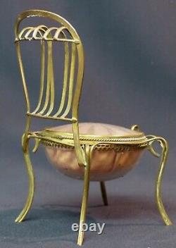19ème superbe coffret boite bijoux écrin capitonné 16cm175g chaise miniature