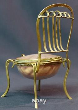 19ème superbe coffret boite bijoux écrin capitonné 16cm175g chaise miniature