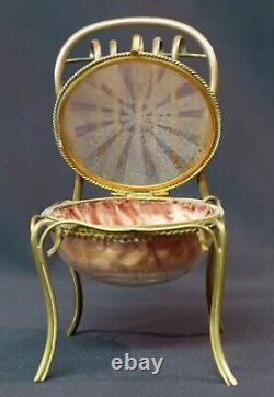 19ème superbe coffret boite bijoux écrin capitonné 16cm175g chaise miniature