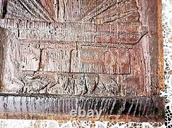 2 Panneaux 17ème en chêne Sculpté représentant homme et femme