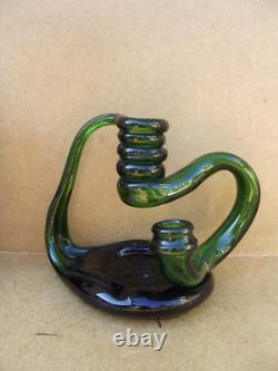 2 anciens bougeoirs rat de cave en verre Reims art populaire