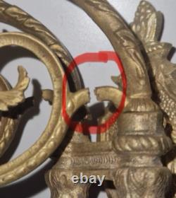 2 appliques bougeoirs piano Doubles + 2 poignées Bronze doré Signé Muller