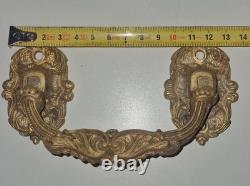 2 appliques bougeoirs piano Doubles + 2 poignées Bronze doré Signé Muller