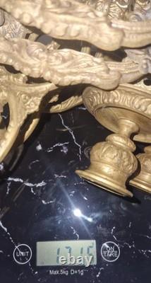 2 appliques bougeoirs piano Doubles + 2 poignées Bronze doré Signé Muller