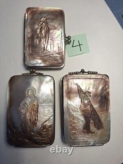 3 ETUIS a cigarettes en nacre 19e siècle, Mother of Pearl, LOT 4