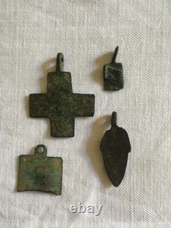 4 Pendants de harnais roman médiéval XIIe haute époque
