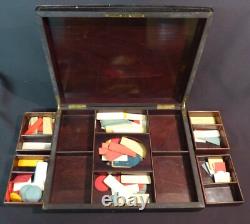 AA 1860 napoléon III boite à jeux Coffret ancien précieux bois marqueterie Loupe