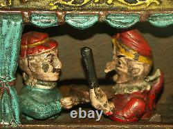 AA 1890 PUNCH AND JUDY BANK tirelire mecanique ancienne Money Mechanical Box 2kg