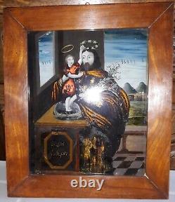 ALSACE Ancien cadre fixe sous verre ST JOSEPH Début XIX 29X34 pour le cadre