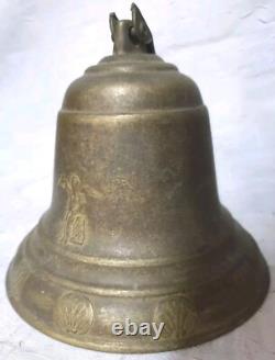 ANCIENNE CLOCHE DE COUVENT EN BRONZE MASSIF belles gravures anges
