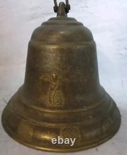 ANCIENNE CLOCHE DE COUVENT EN BRONZE MASSIF belles gravures anges