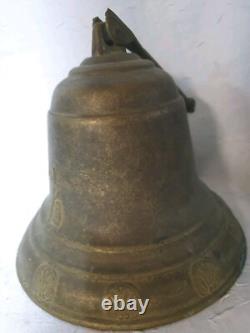 ANCIENNE CLOCHE DE COUVENT EN BRONZE MASSIF belles gravures anges