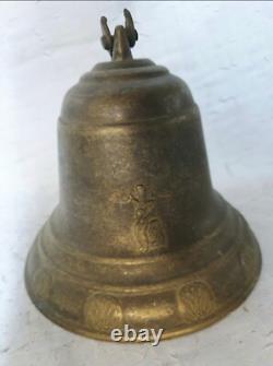 ANCIENNE CLOCHE DE COUVENT EN BRONZE MASSIF belles gravures anges