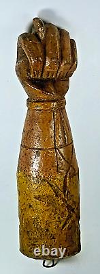 ANCIENNE GRANDE MANU FICA MANO FIGA en BOIS SCULPTÉ AMULETTE MAIN ITALIE XVIIIè