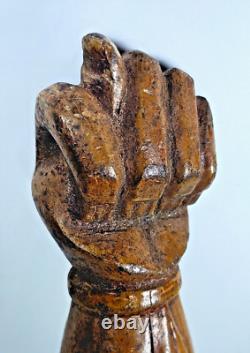 ANCIENNE GRANDE MANU FICA MANO FIGA en BOIS SCULPTÉ AMULETTE MAIN ITALIE XVIIIè