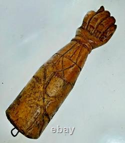 ANCIENNE GRANDE MANU FICA MANO FIGA en BOIS SCULPTÉ AMULETTE MAIN ITALIE XVIIIè