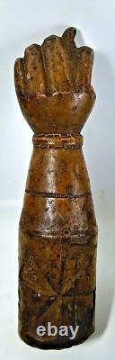 ANCIENNE GRANDE MANU FICA MANO FIGA en BOIS SCULPTÉ AMULETTE MAIN ITALIE XVIIIè