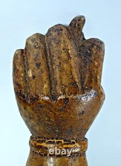 ANCIENNE GRANDE MANU FICA MANO FIGA en BOIS SCULPTÉ AMULETTE MAIN ITALIE XVIIIè