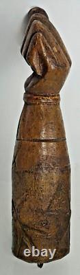 ANCIENNE GRANDE MANU FICA MANO FIGA en BOIS SCULPTÉ AMULETTE MAIN ITALIE XVIIIè