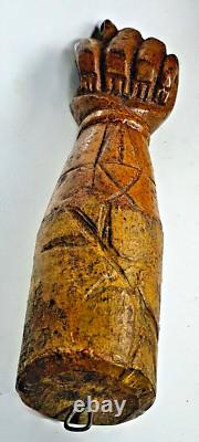 ANCIENNE GRANDE MANU FICA MANO FIGA en BOIS SCULPTÉ AMULETTE MAIN ITALIE XVIIIè