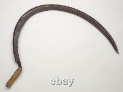 ANCIENNE & RARE FAUCILLE REVOLLIER FER FORGÉ MAIN 19e/1900 VOLANT À MOISSONNER