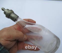 ANCIEN BIBERON verre soufflé ETAIN fêlé XIX eme ART POPULAIRE FEEDING BOTTLE