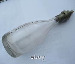 ANCIEN BIBERON verre soufflé ETAIN fêlé XIX eme ART POPULAIRE FEEDING BOTTLE