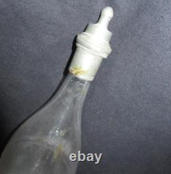 ANCIEN BIBERON verre soufflé ETAIN fêlé XIX eme ART POPULAIRE FEEDING BOTTLE