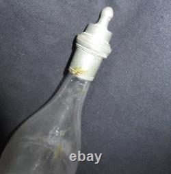 ANCIEN BIBERON verre soufflé ETAIN fêlé XIX eme ART POPULAIRE FEEDING BOTTLE