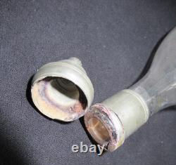 ANCIEN BIBERON verre soufflé ETAIN fêlé XIX eme ART POPULAIRE FEEDING BOTTLE