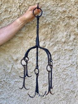ANCIEN Cherche puits fer forgé Wrought Iron Well hook Finder Rampino ANTIQUE
