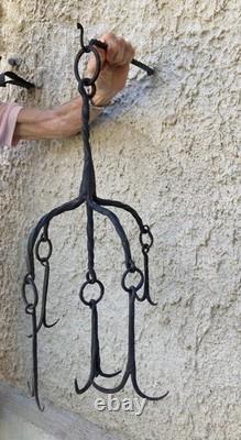 ANCIEN Cherche puits fer forgé Wrought Iron Well hook Finder Rampino ANTIQUE