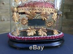 ANCIEN GLOBE DE MARIÉE XIXEME avec sa garniture intérieure Hauteur totale 48 cm