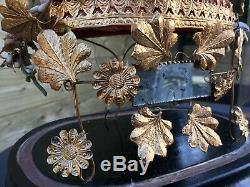 ANCIEN GLOBE DE MARIÉE XIXEME avec sa garniture intérieure Hauteur totale 48 cm