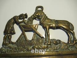 ANCIEN RARE PEIGNE CRIN CHEVAL BRONZE CHEVAUX antique brass horse ART POPULAIRE