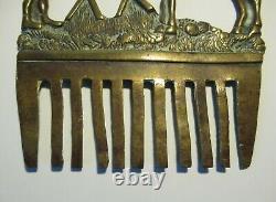 ANCIEN RARE PEIGNE CRIN CHEVAL BRONZE CHEVAUX antique brass horse ART POPULAIRE