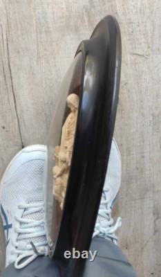 ANCIEN RELICAIRE Cadre ovale en bois Napoléon III noirci, et verre bombé