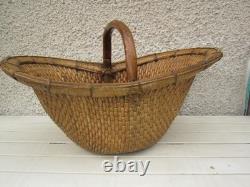 ARTS POPULAIRE PANIER DE CUEILLETTE EN SOLE TRESSE 1900s