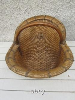 ARTS POPULAIRE PANIER DE CUEILLETTE EN SOLE TRESSE 1900s