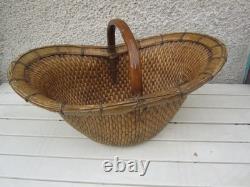 ARTS POPULAIRE PANIER DE CUEILLETTE EN SOLE TRESSE 1900s
