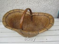 ARTS POPULAIRE PANIER DE CUEILLETTE EN SOLE TRESSE 1900s