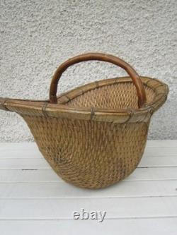 ARTS POPULAIRE PANIER DE CUEILLETTE EN SOLE TRESSE 1900s